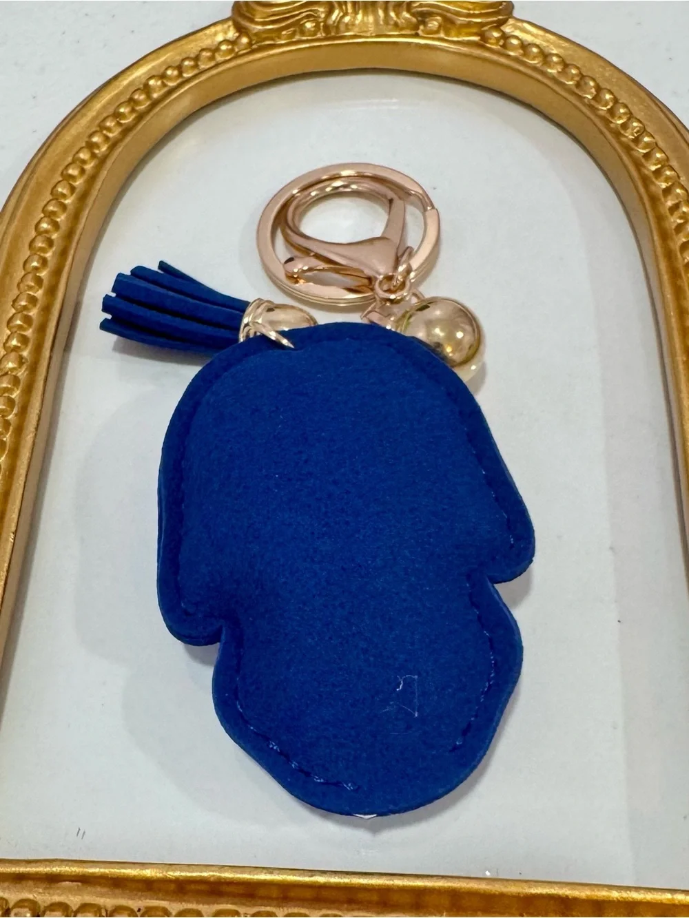 New Blue Multicolor Rhinestone Sugar Skull Keychain with Tassel